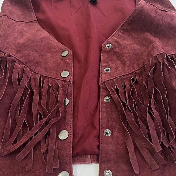 Forever 21 Womens Leather Fringe Vest Small Cowgirl Western Festival Boho Indie - Picture 6 of 8